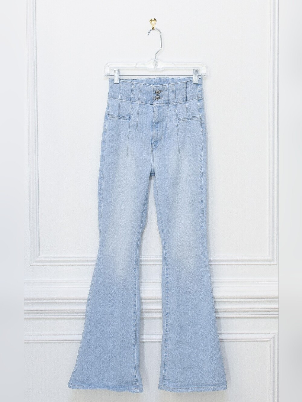 Free People Jayde Flare Jeans Size 27 High Waisted Light Wash Denim Boho Western - Picture 3 of 9